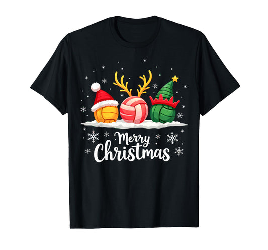Volleyball Reindeer Santa Elf Merry Christmas Xmas Party Tee T-Shirt