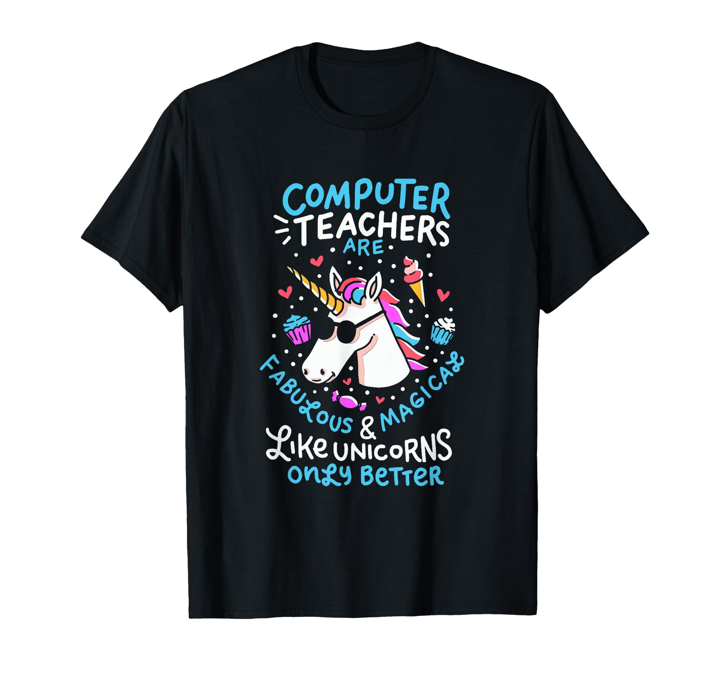Unicorn Computer Teacher T-Shirt Teacher Apprechiation Shirt T-Shirt for Men Women Kids