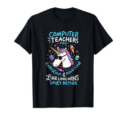 Unicorn Computer Teacher T-Shirt Teacher Apprechiation Shirt T-Shirt for Men Women Kids