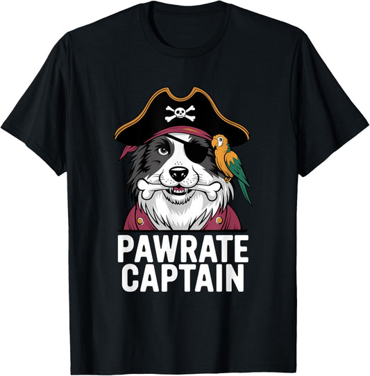Funny Border Collie Dog Pirate T-Shirt