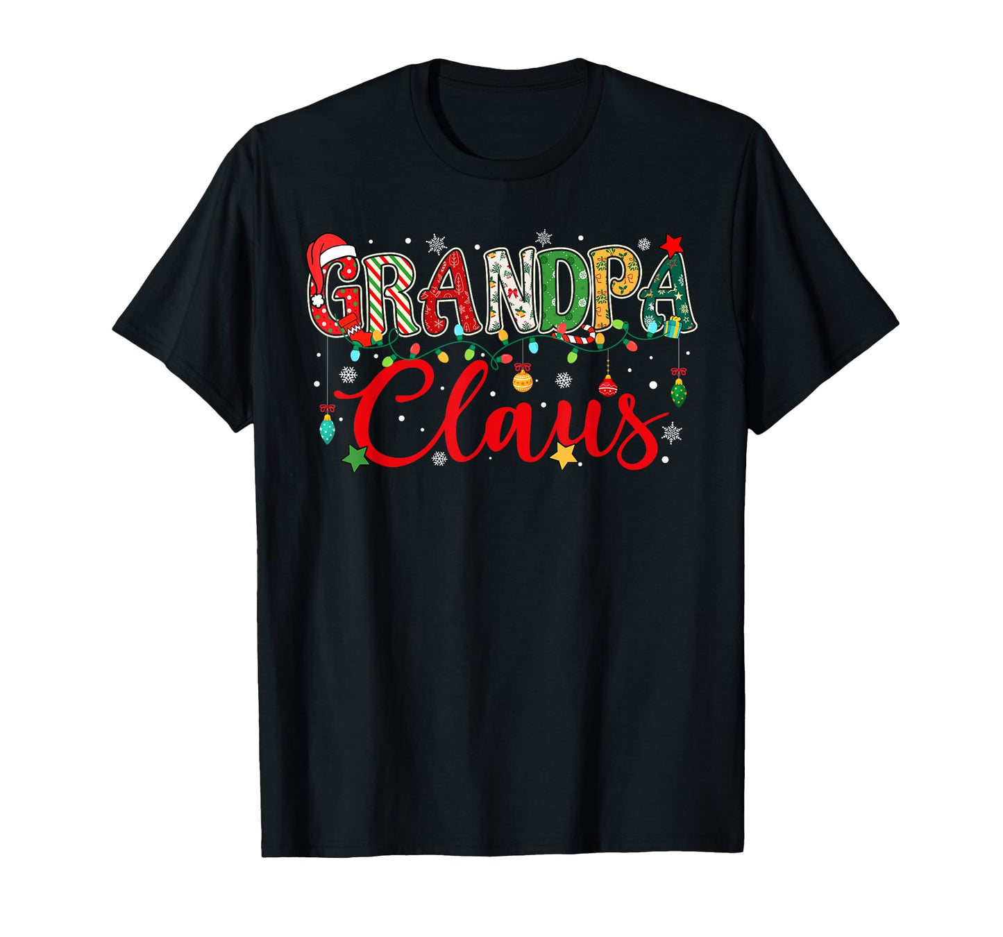 Grandpa Claus Christmas Lights Pajama Family Matching Men T-Shirt