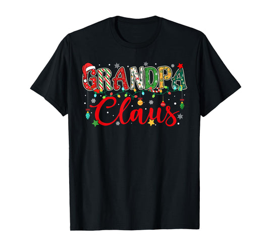 Grandpa Claus Christmas Lights Pajama Family Matching Men T-Shirt