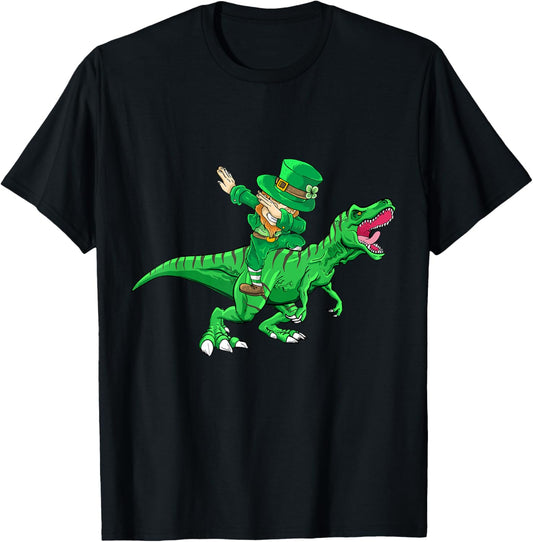 T Rex St Patrick's Dabbing Leprechaun Dinosaur For Men Boys T-Shirt