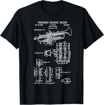 Trumpet Patent Print 1939 - Vintage Patent Music T-Shirt