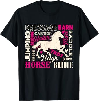 Typography Horses - Horseman Horse Owner Equestrian Riding T-Shirt