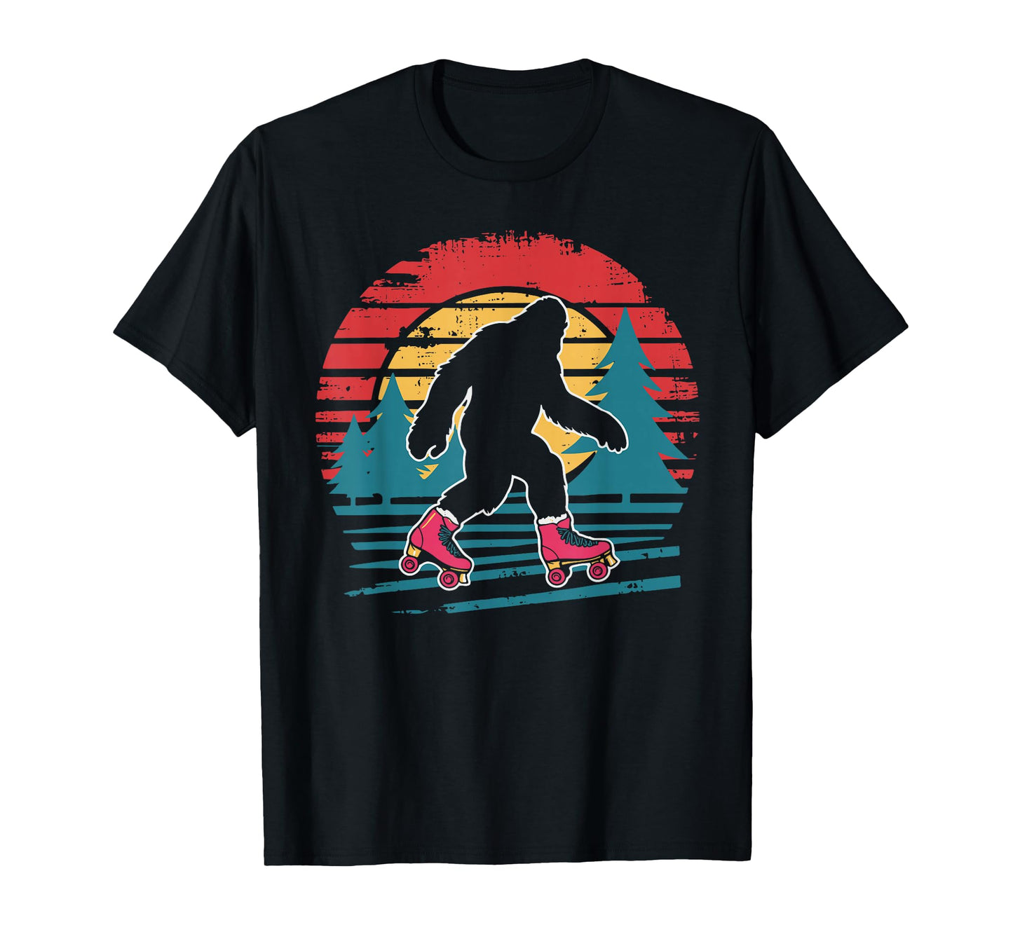Retro Bigfoot Roller Skating Sasquatch 80s Skater T-Shirt