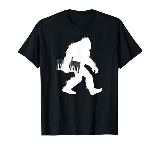 Bigfoot With Piano Shirt, Sasquatch Music Keyboard Tee Gift T-Shirt