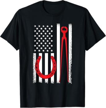 Farrier Patriot USA Flag Funny 4th Of July Horseshoeing Gift Women Girls Kids Men T-Shirt