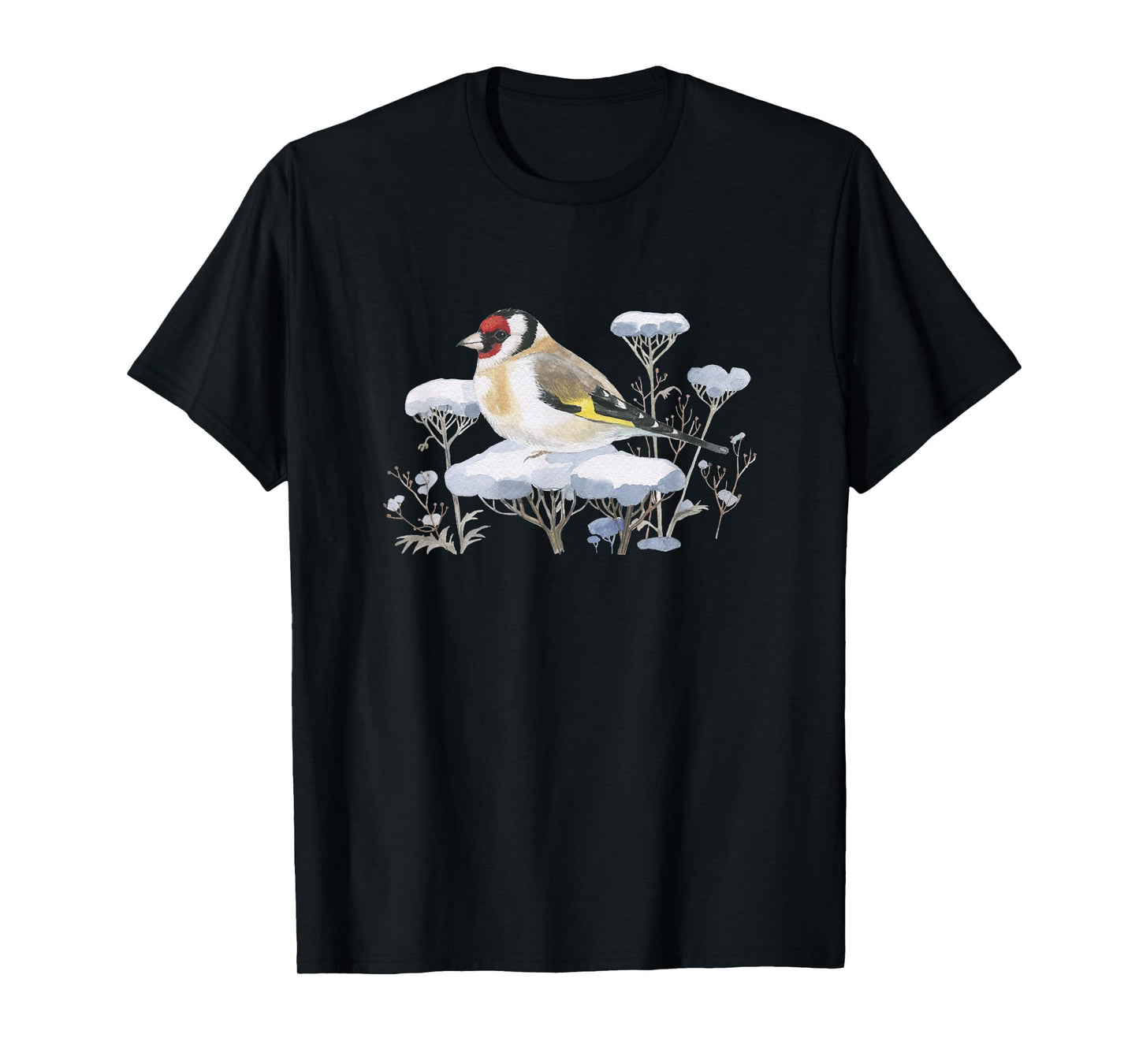 Garden Birds Thistlefink in the Snow Forest Drawing Bird T-Shirt