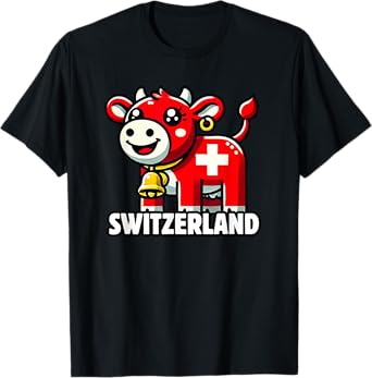 Swiss Cow Flag Switzerland Cute Swiss Alps T-Shirt