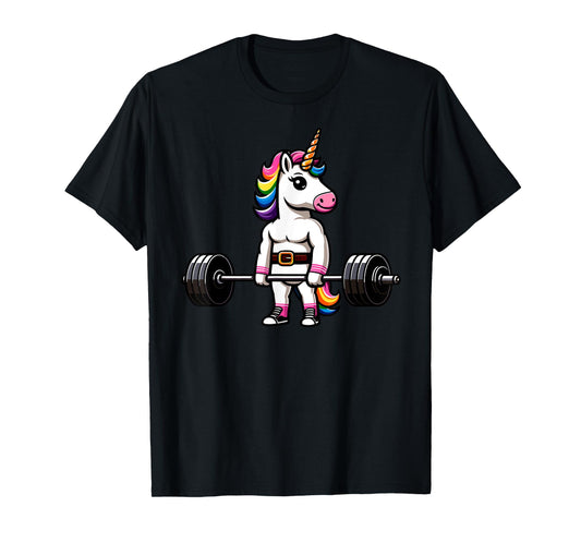 Muscle Gym Unicorn Bodybuilder Tee Nerd Weightlifting Funny T-Shirt