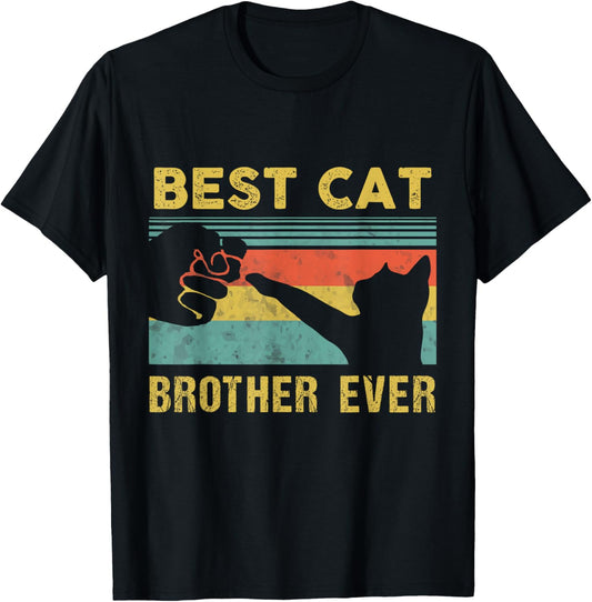 Best Cat Brother Ever Vintage Cats Happy Father's Day T-Shirt