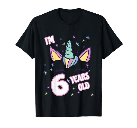 Unicorn 6th birthday i'm 6 years old girl unicorn design T-Shirt