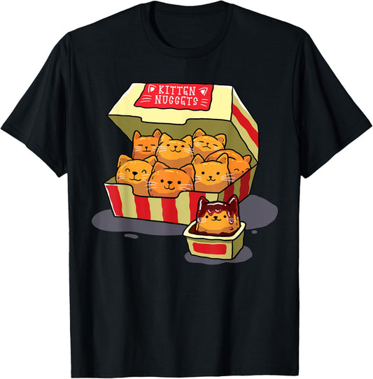 InGENIUS Funny Cat Owner Shirts & Gifts Kitten Nuggets Food Pun Cat Lover Gift Chicken Nuggets Unisex-Adults T-Shirt Black Small