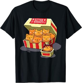 InGENIUS Funny Cat Owner Shirts & Gifts Kitten Nuggets Food Pun Cat Lover Gift Chicken Nuggets Unisex-Adults T-Shirt Black Small