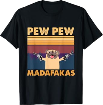 Vintage PewPew Mada-fakas Crazy Pew Pug T-Shirt