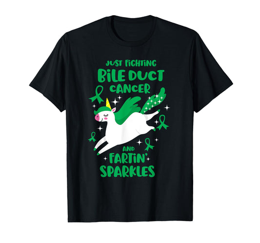 Fighting Bile Duct Cancer Quote Farting Unicorn Awareness T-Shirt