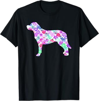 Colorful Watercolor Art Floral Flower Labrador Retriever T-Shirt
