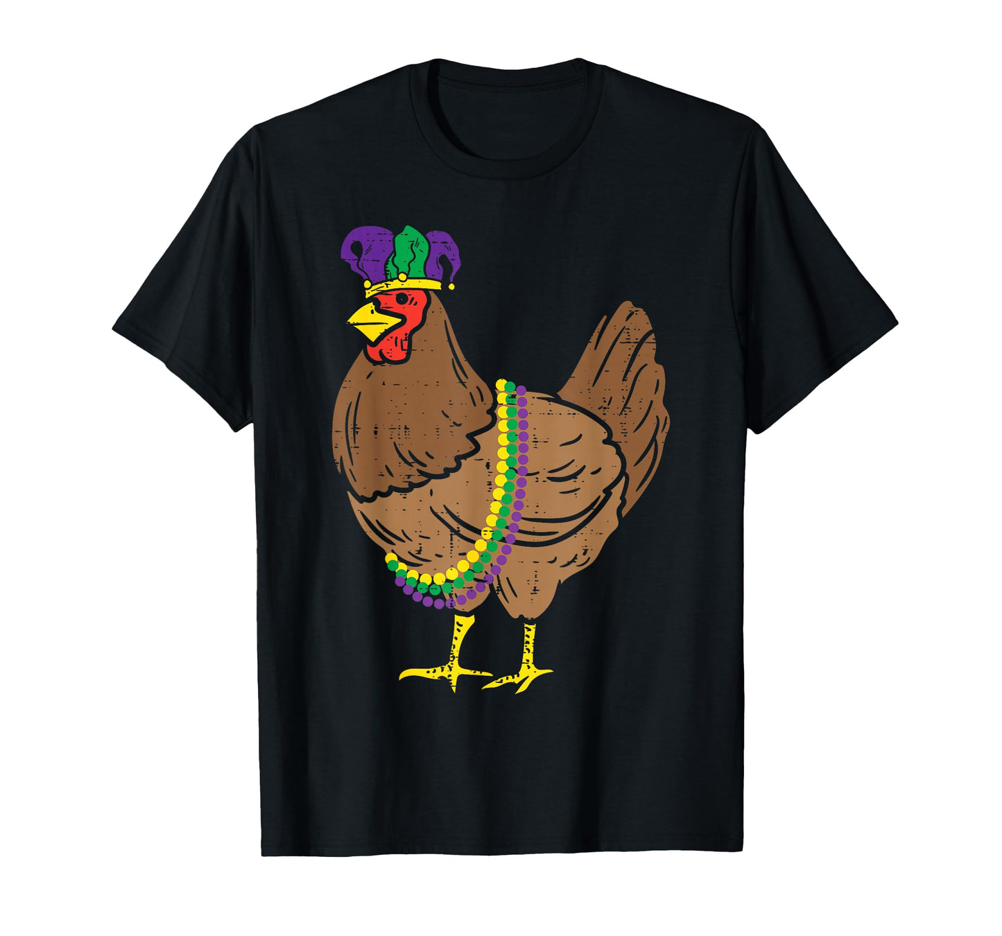 Jester Chicken Beads Mardi Gras Funny Farming Men Women Kids T-Shirt