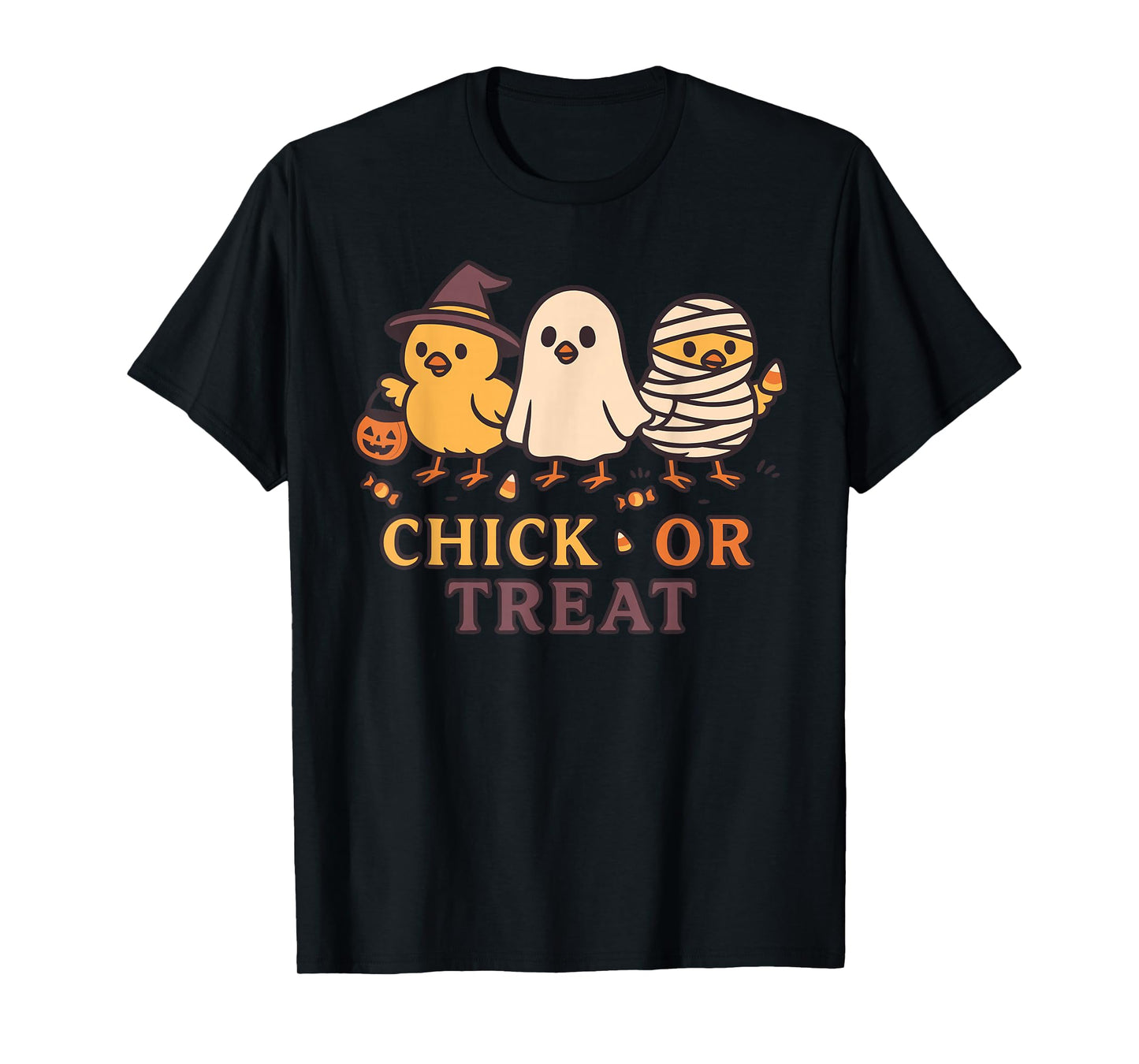 Chick or Treat Spooky Ghost Witch Mummy Chicken Costume T-Shirt