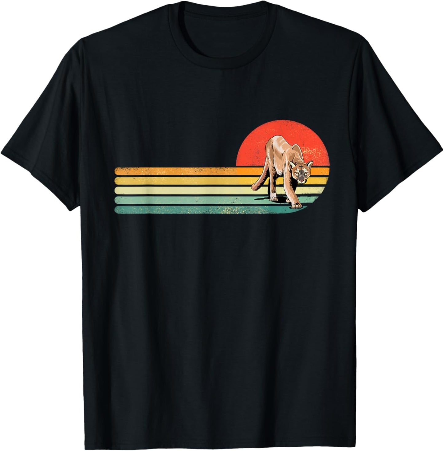 Retro Vintage Cougar Mountain Lion Large Cat Wildlife Animal T-Shirt