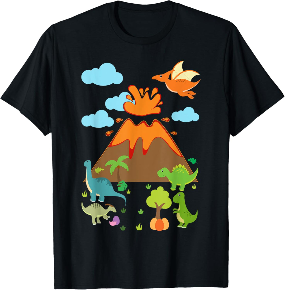 Vulkan Dino Boys Girls Funny Dinosaur T-Shirt