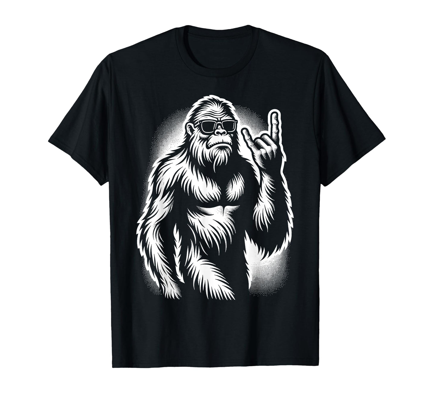 Bigfoot Sasquatch Rock and Roll Heavy Metal Horns T-Shirt