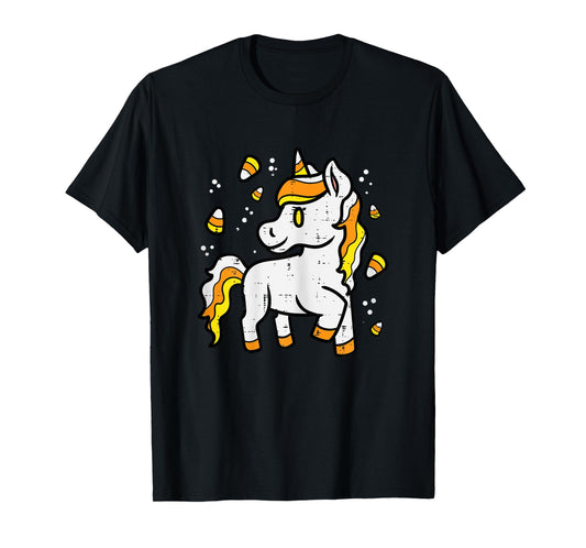 Halloween Unicorn Candy Corn Costume Girls Kid Toddler Women T-Shirt