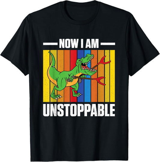 Retro Now I Am Unstoppable Apparel Funny Vintage T-Rex T-Shirt