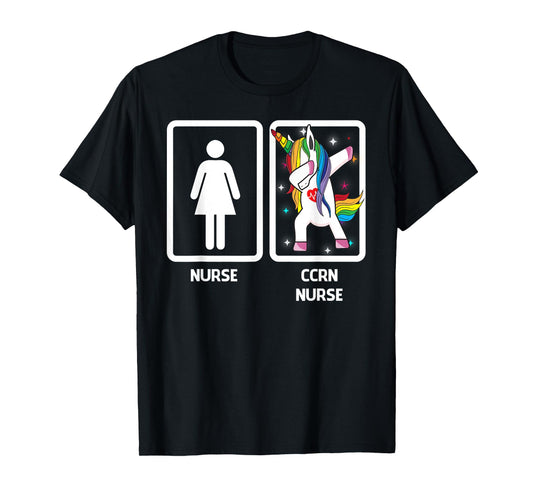 CCRN Nurse Unicorn Dabbing Funny Dabbing CCRN Nurse Gift T-Shirt