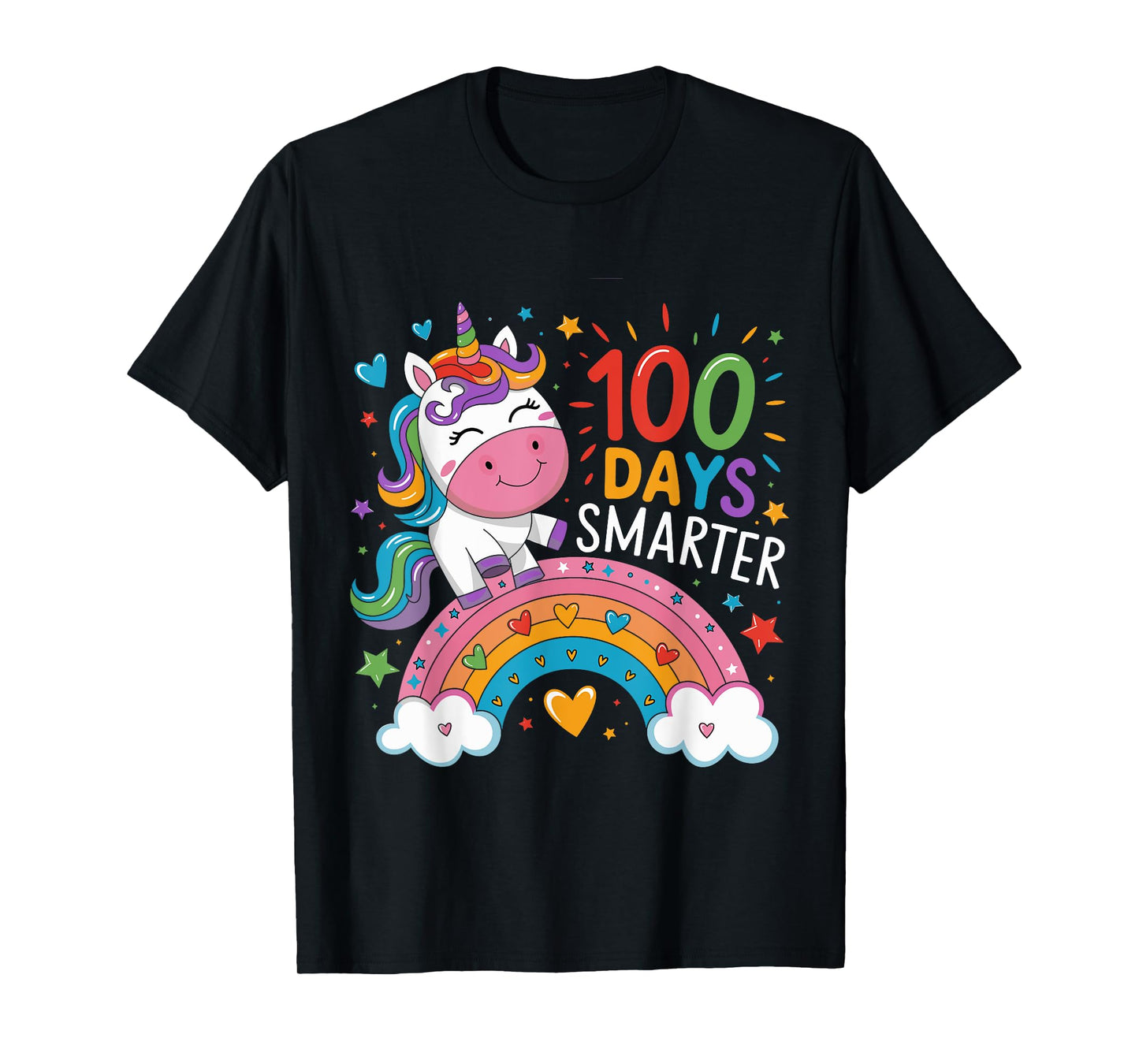 100 Days Smarter Rainbow Unicorn 100th Day of School T-Shirt