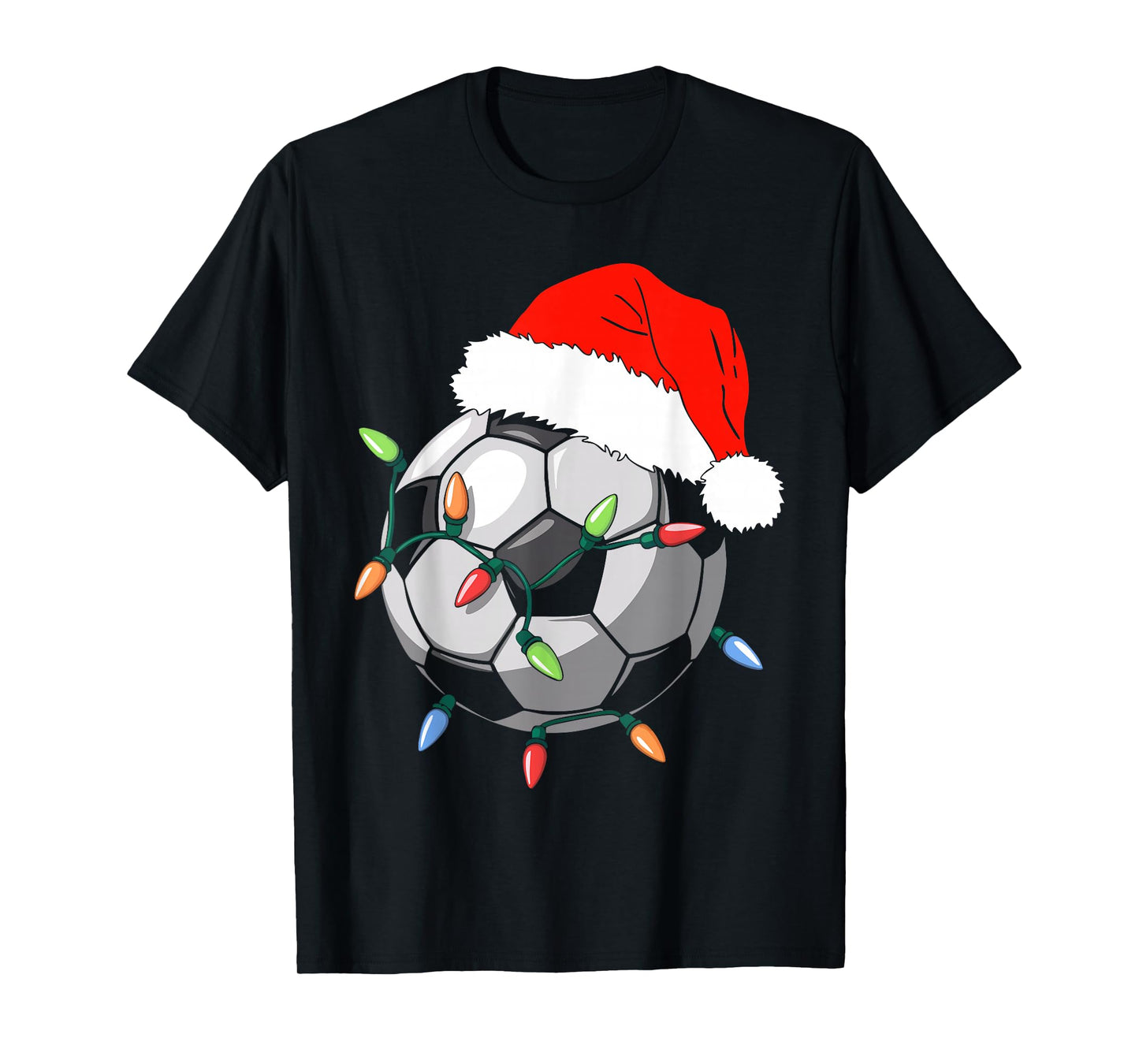 Santa Soccer Ball Shirt Men Youth Boys Christmas Pajamas T-Shirt