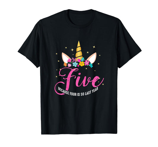 5 Years Old Birthday Girl Gifts Unicorn 5th Birthday T-Shirt