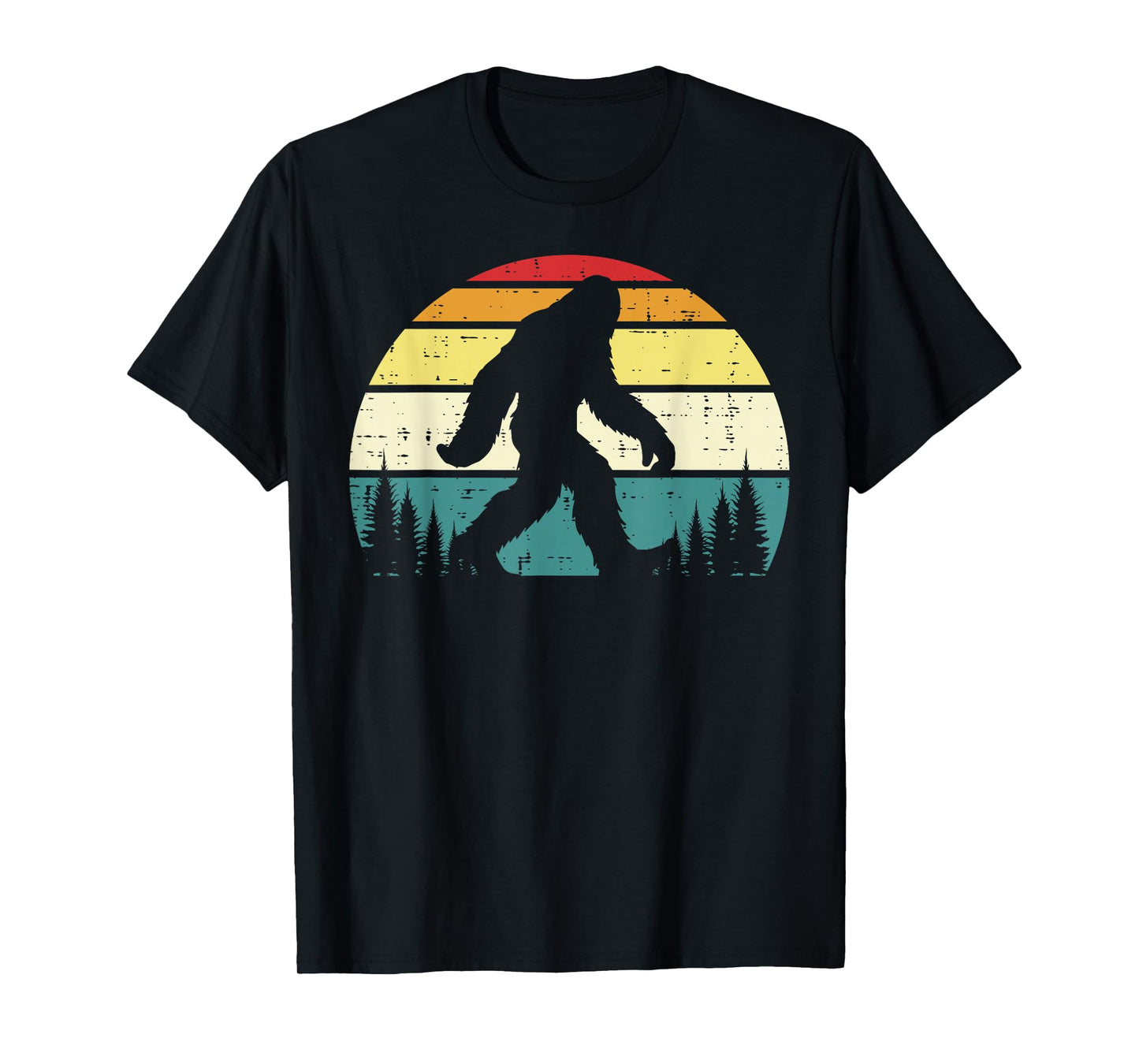 Bigfoot Sasquatch Silhouette Sunset Retro Men Women Kids T-Shirt