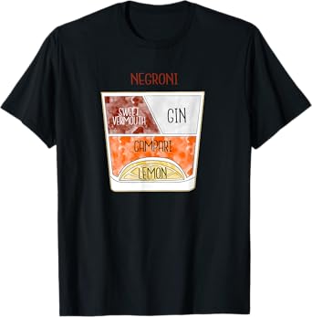 Negroni T Shirt Negroni Cocktail Poster Bartender T-Shirt T-Shirt