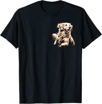 MyAnimal - Your Favourite Animal Wear Playful Golden Retriever on Chest T-Shirt, Small, Black