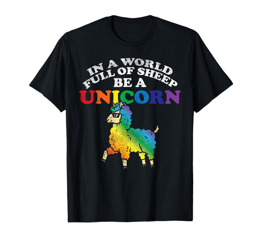 World Full Sheep Be Unicorn Rainbow Gay Pride Flag LGBT Gift T-Shirt