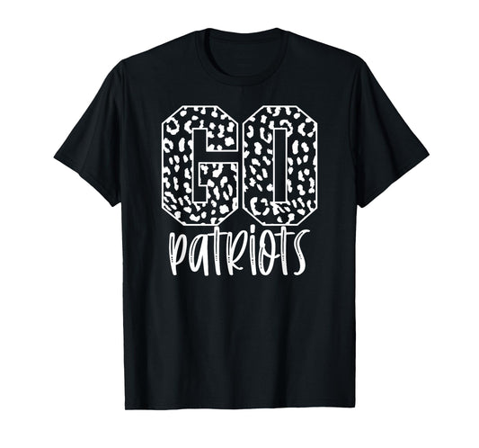 Patriots Team Mascot School Spirit Game Night Leopard Print T-Shirt
