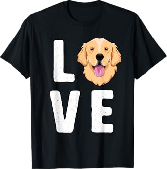 LOVE Golden Retrievers T-Shirt for Women KIds Dog Pet Gift T-Shirt