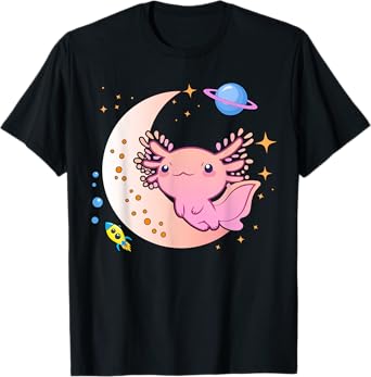Cute Space Axolotl-Shirt Kids Teen Girl Kawaii Pastel Goth T-Shirt