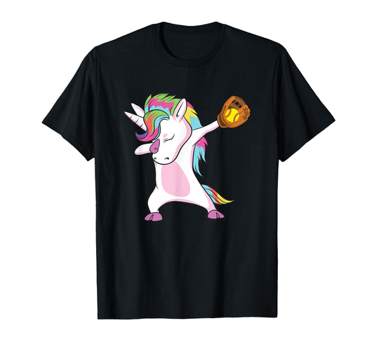 Softball Player Dabbing Unicorn T-Shirt