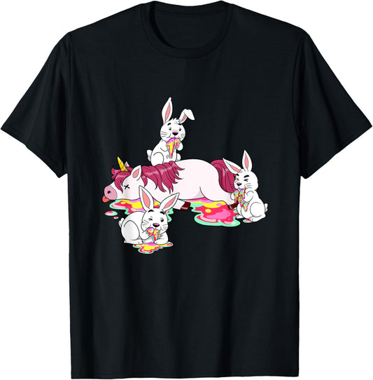 Unicorn Massacre Easter Bunny Killer Rabbit Hare Carnage T-Shirt