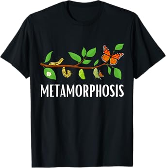 Funny Caterpillar Lifecycle Metamorphosis Monarch Butterfly T-Shirt