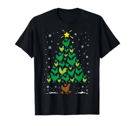 Chicken Hen Lovers Holiday Family Matching Christmas Tree T-Shirt