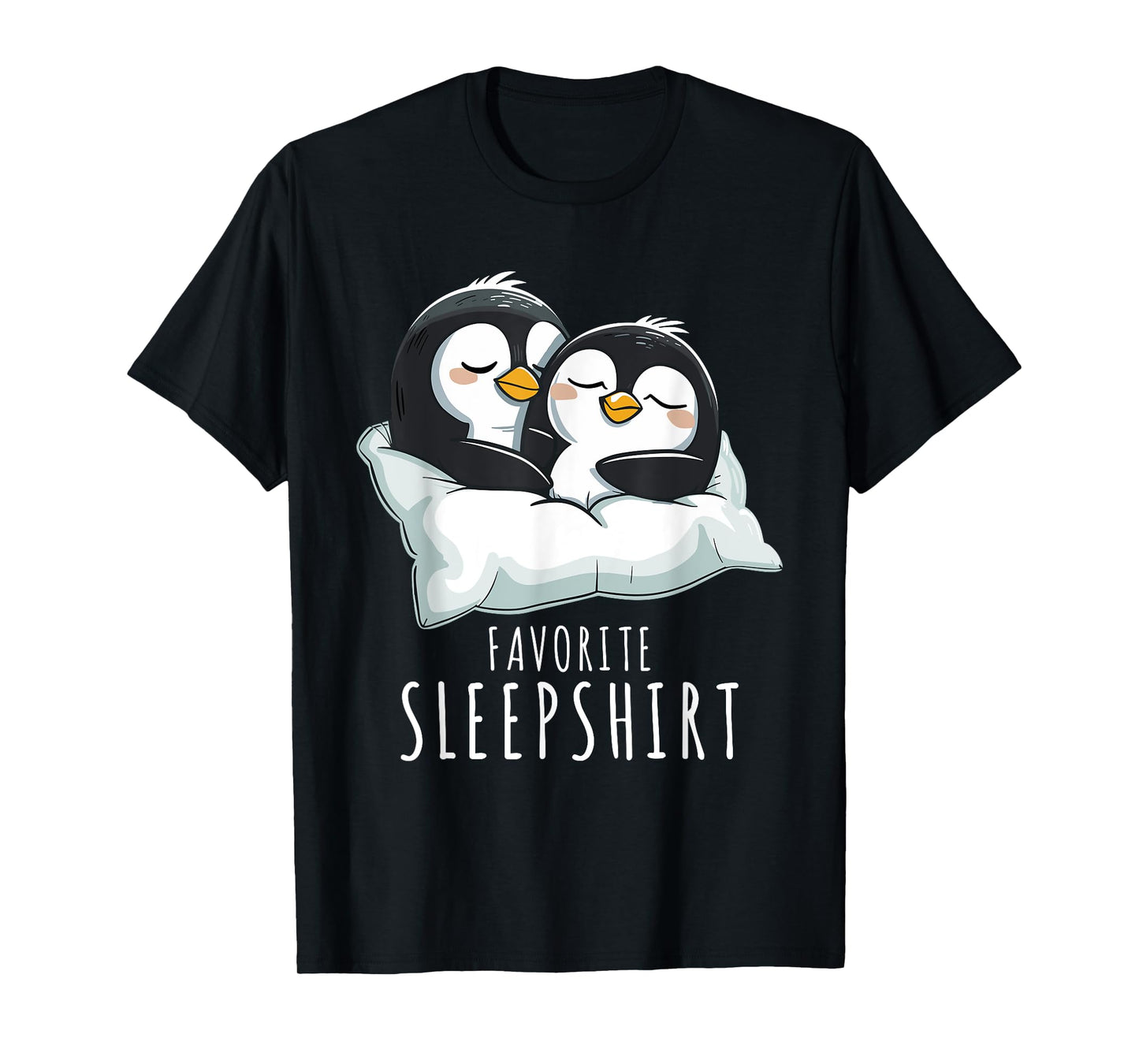 Couples Penguin Pajama Favourite Sleepshirt Penguins T-Shirt, Small, Black