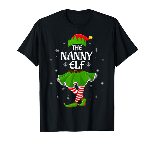 Nanny Elf Christmas Family Girls Women Elf Squad Xmas T-Shirt