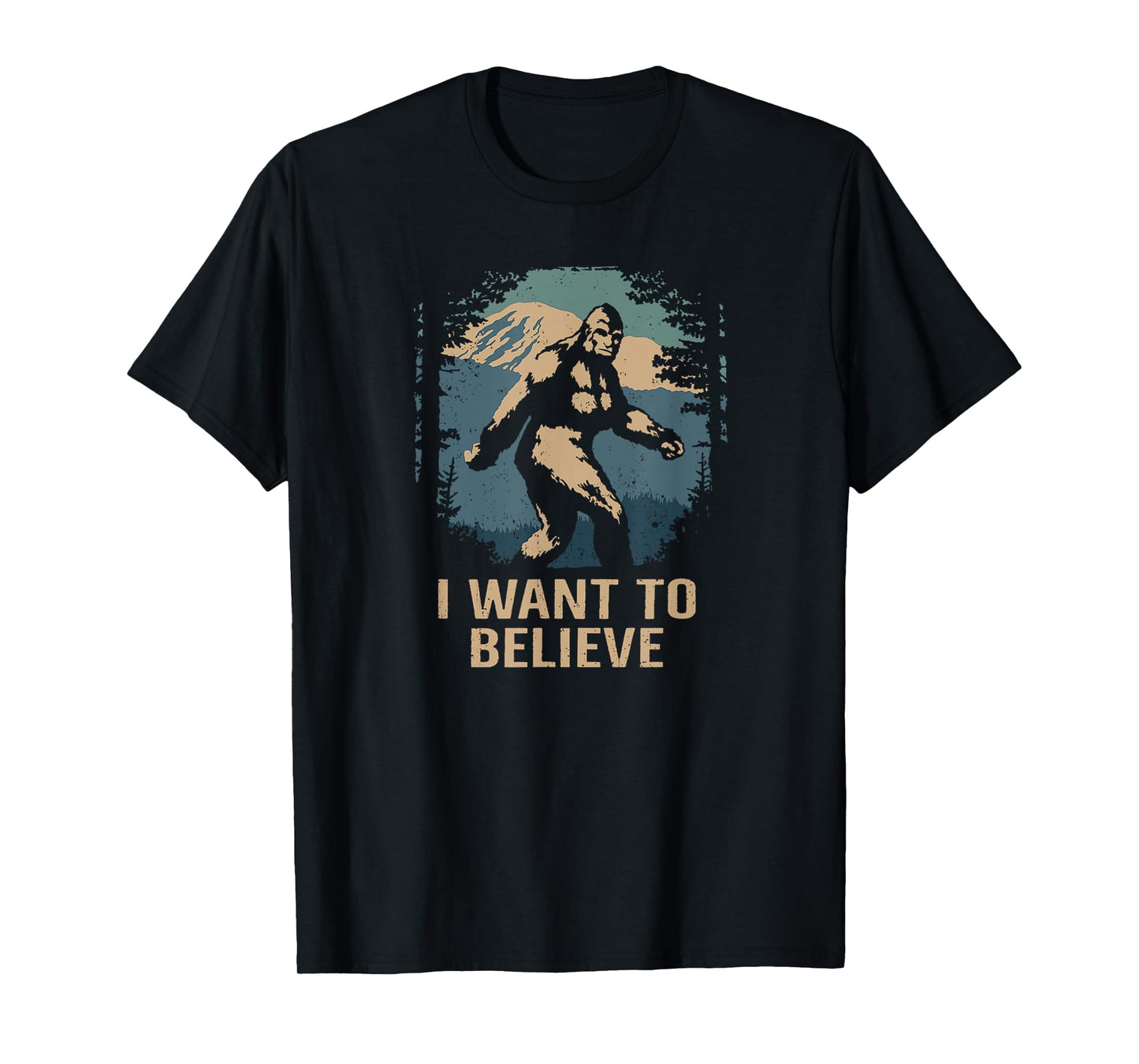 Bigfoot I Want to Believe Graphic T-Shirt Sasquatch Yeti T-Shirt