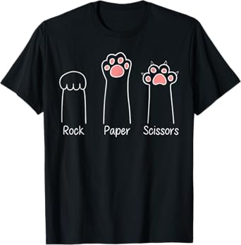 Rock Paper Scissors Hand Game Cute Paw Funny Cat T-Shirt for Men Women Kids