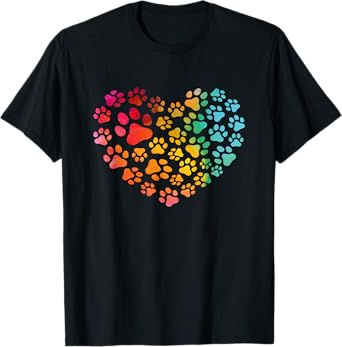 Tie Dye Love Dog Paw Print Animal Paw Dog Lover T-Shirt