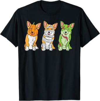 Pumpkin Mummy Zombie Welsh Corgi Dog Cute Halloween Pet Gift T-Shirt